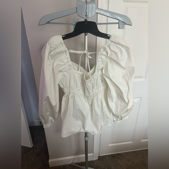 Open Edit Ivory Cotton Poplin Babydoll Top Size Small NWT - Picture 13 of 16